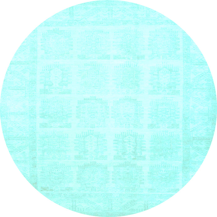 Round Machine Washable Persian Light Blue Traditional Rug, wshtr4660lblu