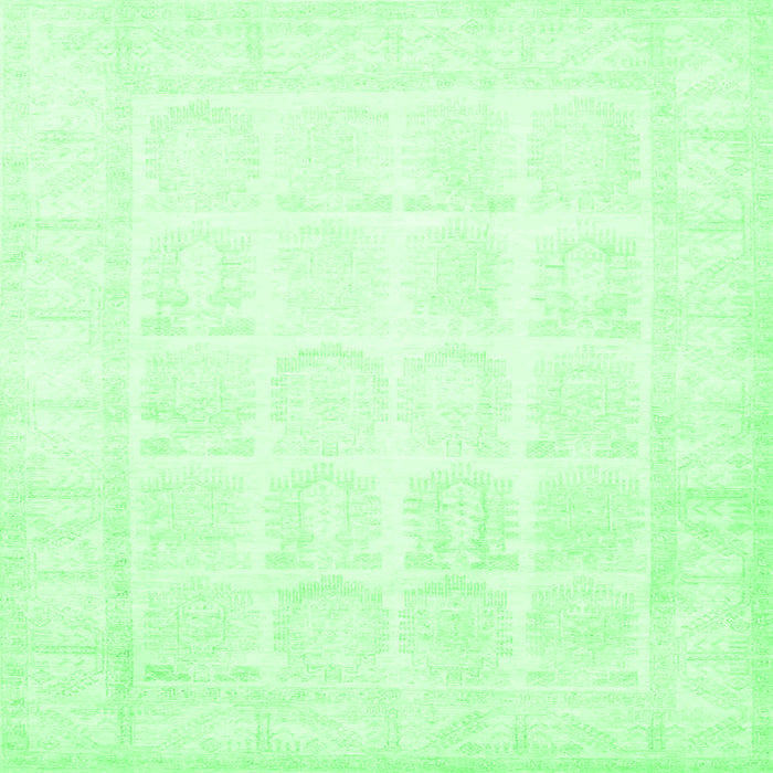 Square Machine Washable Persian Emerald Green Traditional Area Rugs, wshtr4660emgrn