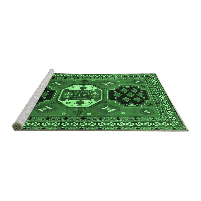 Sideview of Machine Washable Persian Emerald Green Traditional Area Rugs, wshtr4661emgrn