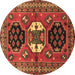 Round Machine Washable Persian Brown Traditional Rug, wshtr4661brn