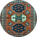 Round Persian Light Blue Traditional Rug, tr4661lblu