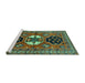 Sideview of Machine Washable Persian Turquoise Traditional Area Rugs, wshtr4661turq