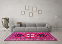 Machine Washable Persian Pink Traditional Rug, wshtr4661pnk