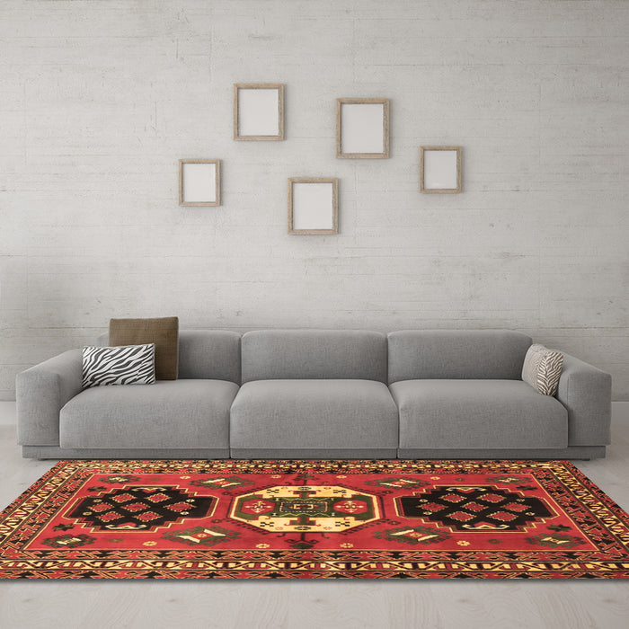 Machine Washable Persian Brown Traditional Rug in a Living Room,, wshtr4661brn