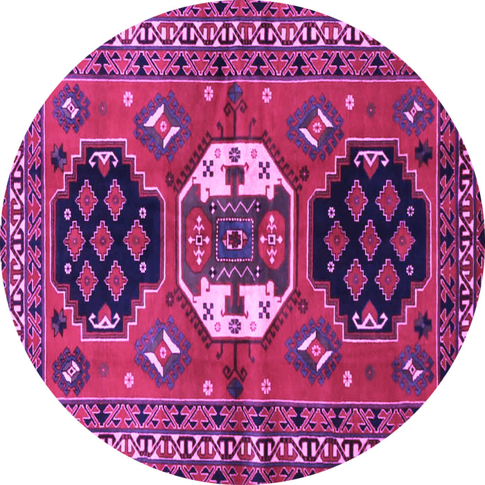 Round Machine Washable Persian Purple Traditional Area Rugs, wshtr4661pur