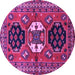 Round Machine Washable Persian Purple Traditional Area Rugs, wshtr4661pur