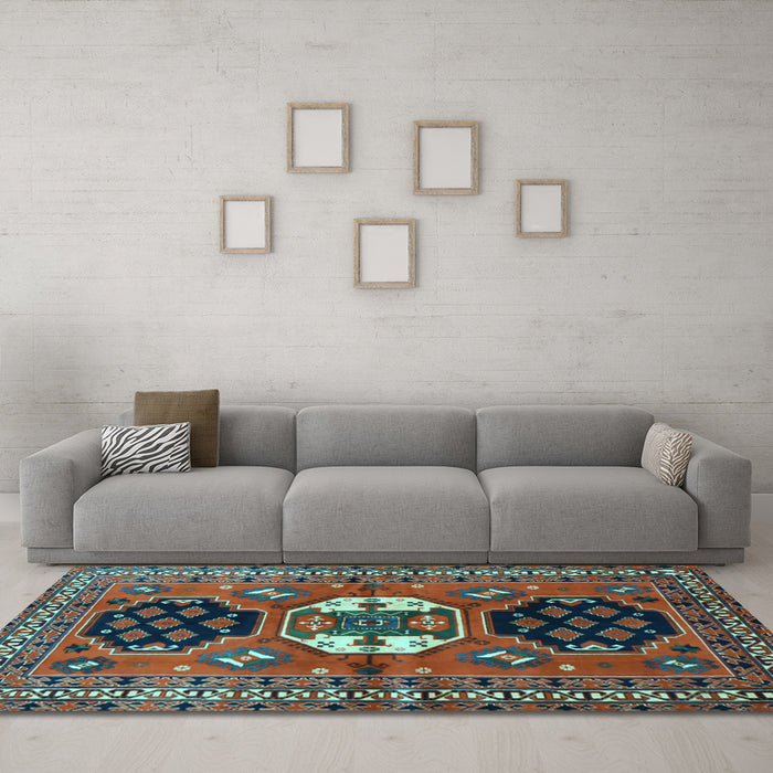 Machine Washable Persian Light Blue Traditional Rug in a Living Room, wshtr4661lblu