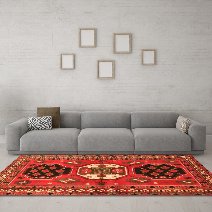 Machine Washable Persian Orange Traditional Area Rugs in a Living Room, wshtr4661org