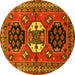 Round Persian Yellow Traditional Rug, tr4661yw