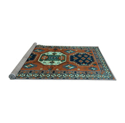 Sideview of Machine Washable Persian Light Blue Traditional Rug, wshtr4661lblu