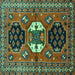 Square Machine Washable Persian Turquoise Traditional Area Rugs, wshtr4661turq