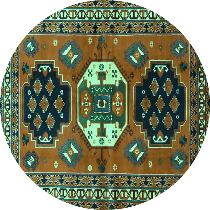 Round Persian Turquoise Traditional Rug, tr4661turq