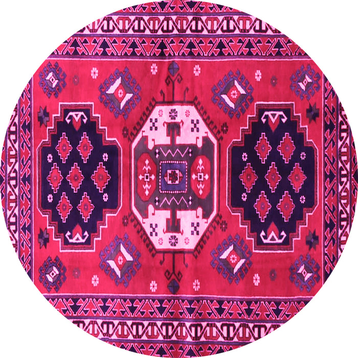 Round Machine Washable Persian Pink Traditional Rug, wshtr4661pnk
