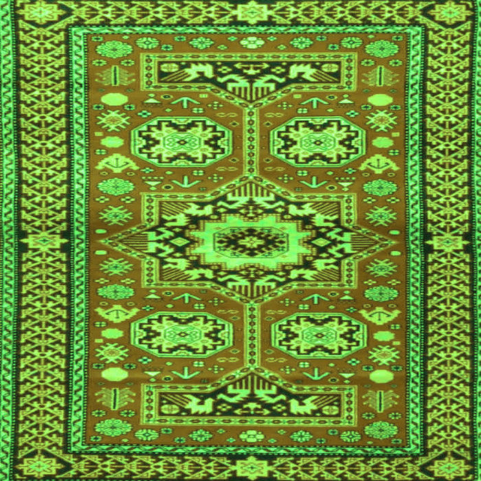 Round Machine Washable Persian Green Traditional Area Rugs, wshtr4662grn