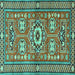 Square Machine Washable Persian Turquoise Traditional Area Rugs, wshtr4662turq