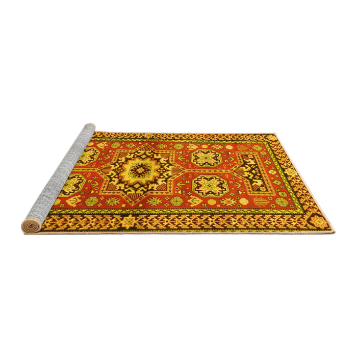 Sideview of Machine Washable Persian Yellow Traditional Rug, wshtr4662yw
