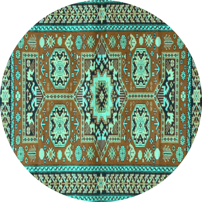 Round Machine Washable Persian Turquoise Traditional Area Rugs, wshtr4662turq