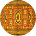 Round Persian Yellow Traditional Rug, tr4662yw