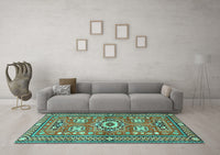 Machine Washable Persian Turquoise Traditional Rug, wshtr4662turq