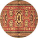 Round Machine Washable Persian Brown Traditional Rug, wshtr4662brn