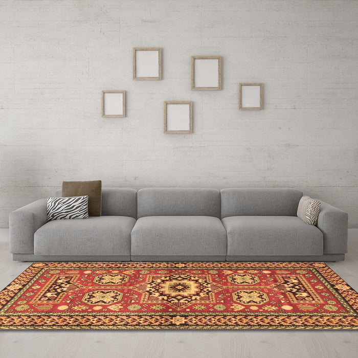 Machine Washable Persian Brown Traditional Rug in a Living Room,, wshtr4662brn