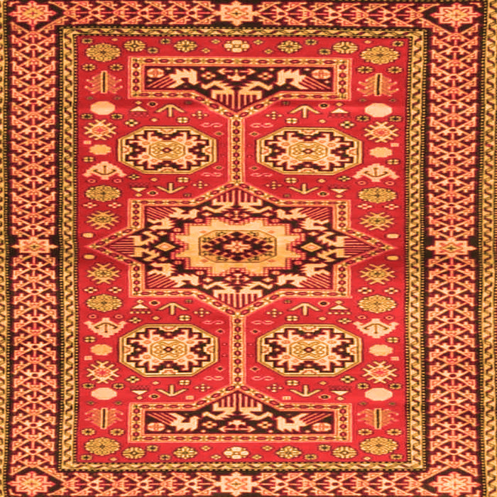 Round Machine Washable Persian Orange Traditional Area Rugs, wshtr4662org