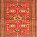 Round Machine Washable Persian Orange Traditional Area Rugs, wshtr4662org