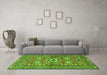 Machine Washable Persian Green Traditional Area Rugs in a Living Room,, wshtr4662grn