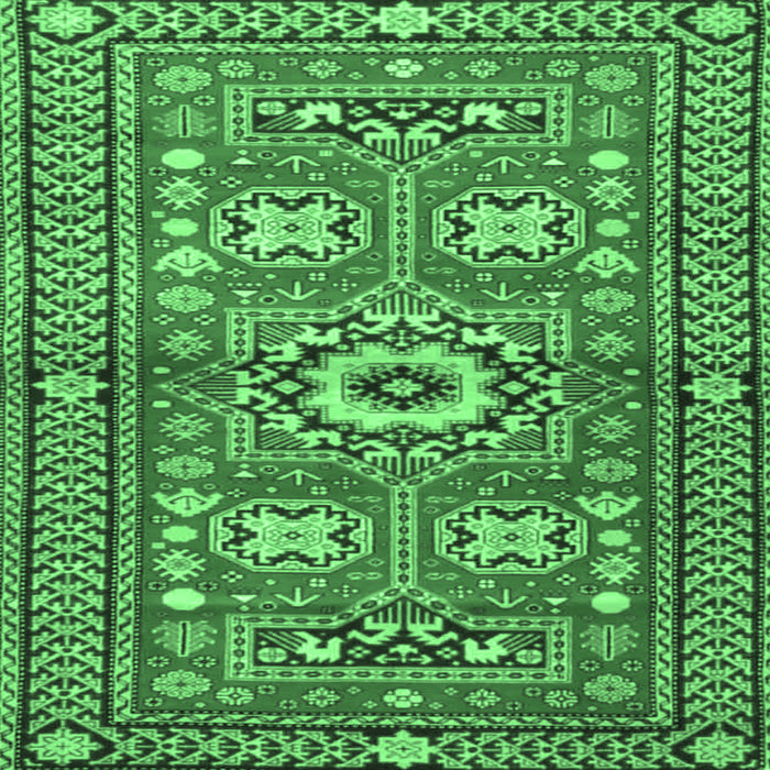Square Machine Washable Persian Emerald Green Traditional Area Rugs, wshtr4662emgrn