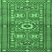 Square Machine Washable Persian Emerald Green Traditional Area Rugs, wshtr4662emgrn