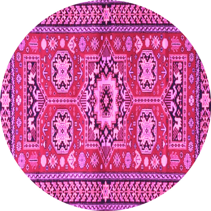 Round Machine Washable Persian Pink Traditional Rug, wshtr4662pnk