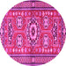 Round Machine Washable Persian Pink Traditional Rug, wshtr4662pnk