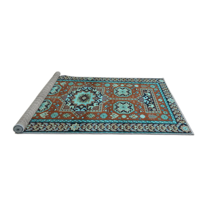 Sideview of Machine Washable Persian Light Blue Traditional Rug, wshtr4662lblu