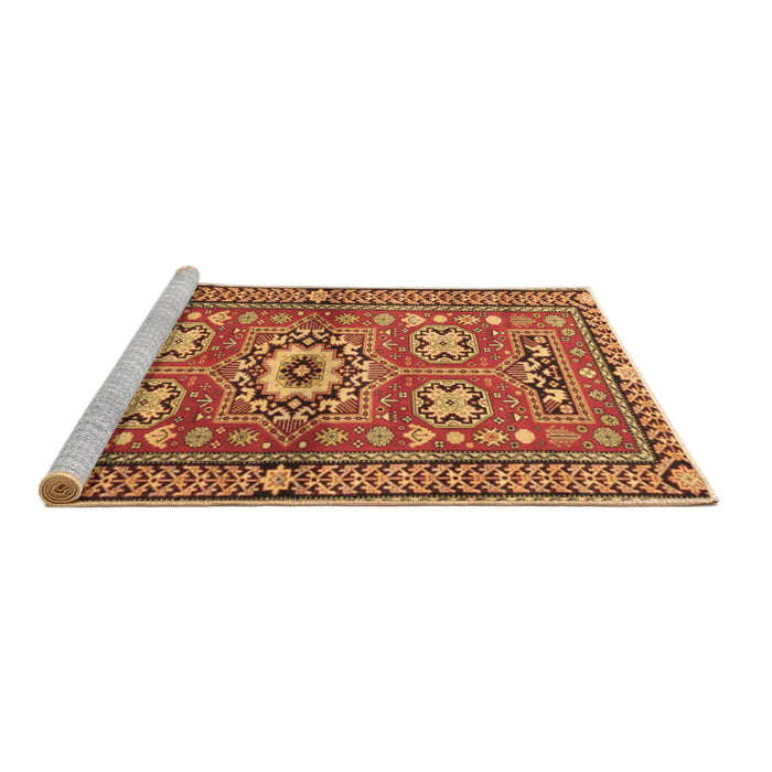 Sideview of Machine Washable Persian Brown Traditional Rug, wshtr4662brn