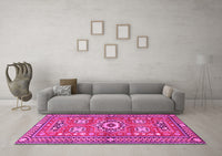 Machine Washable Persian Pink Traditional Rug, wshtr4662pnk