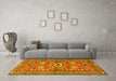 Machine Washable Persian Yellow Traditional Rug in a Living Room, wshtr4662yw