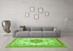 Machine Washable Persian Green Traditional Area Rugs in a Living Room,, wshtr4663grn