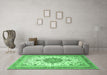 Machine Washable Persian Emerald Green Traditional Area Rugs in a Living Room,, wshtr4663emgrn