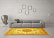 Machine Washable Persian Yellow Traditional Rug in a Living Room, wshtr4663yw