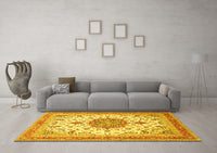 Machine Washable Persian Yellow Traditional Rug, wshtr4663yw