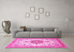 Machine Washable Persian Pink Traditional Rug in a Living Room, wshtr4663pnk