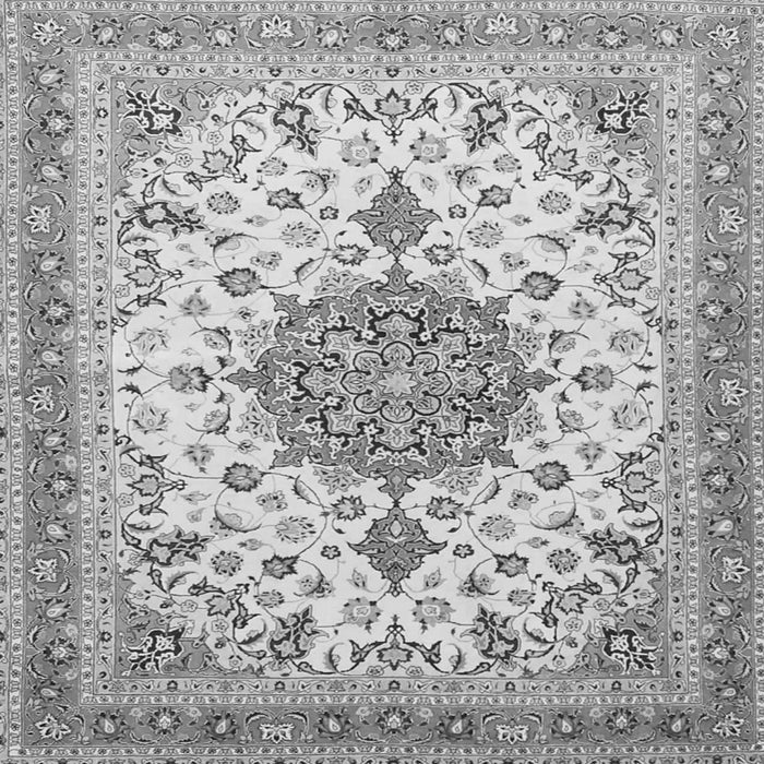 Round Machine Washable Persian Gray Traditional Rug, wshtr4663gry