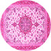 Round Persian Pink Traditional Rug, tr4663pnk