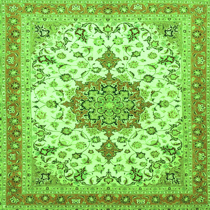 Round Machine Washable Persian Green Traditional Area Rugs, wshtr4663grn