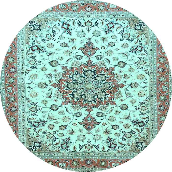 Round Persian Light Blue Traditional Rug, tr4663lblu