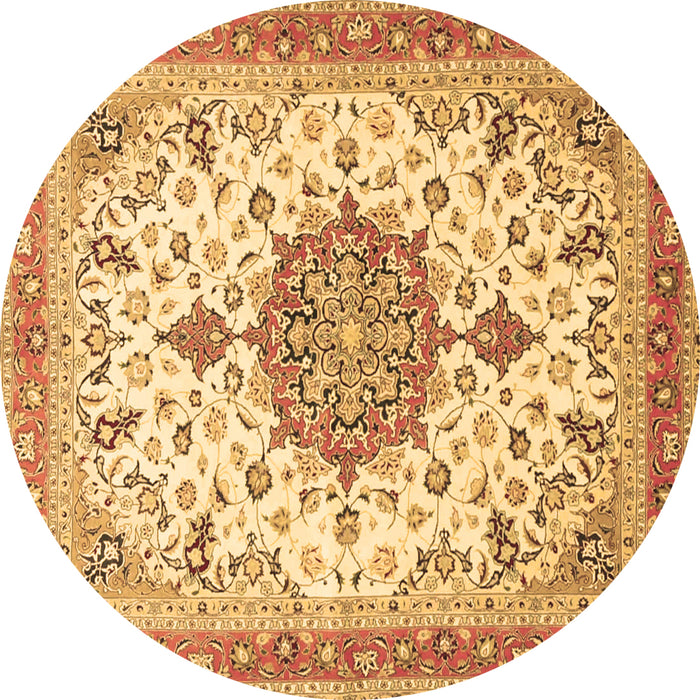 Round Machine Washable Persian Brown Traditional Rug, wshtr4663brn