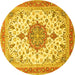 Round Machine Washable Persian Yellow Traditional Rug, wshtr4663yw