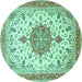 Round Persian Turquoise Traditional Rug, tr4663turq