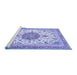 Sideview of Machine Washable Persian Blue Traditional Rug, wshtr4663blu