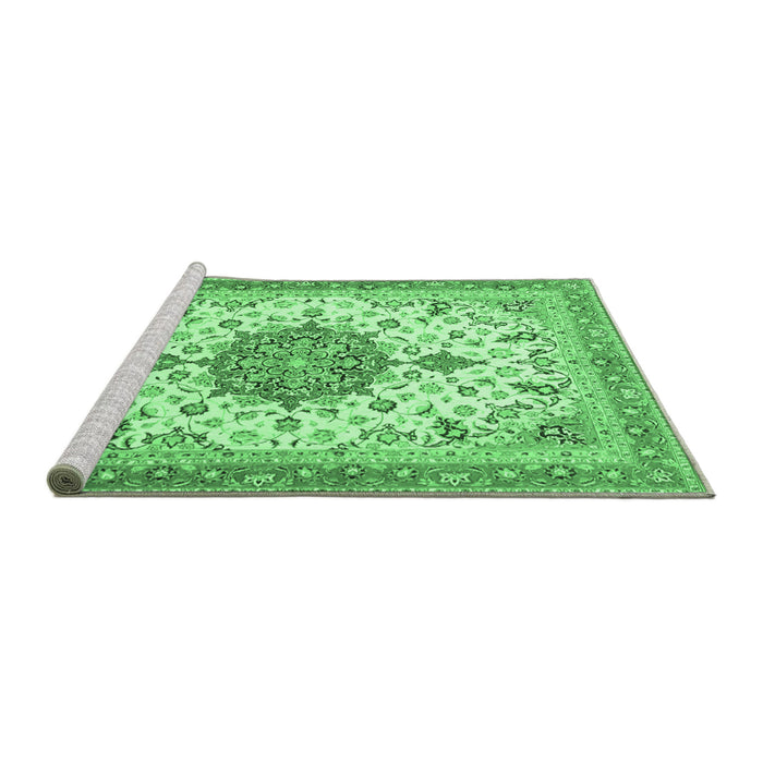 Sideview of Machine Washable Persian Emerald Green Traditional Area Rugs, wshtr4663emgrn